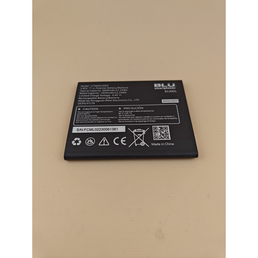 OEM BLU View 2 B130DL B131DL 3000mAh Battery Replacement Pre Owned Cell Phone